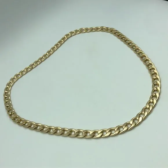 RETRO Gold Tone Curb Link Chain Necklace, Power Dressing Unisex 1980s Style - Picture 7 of 11